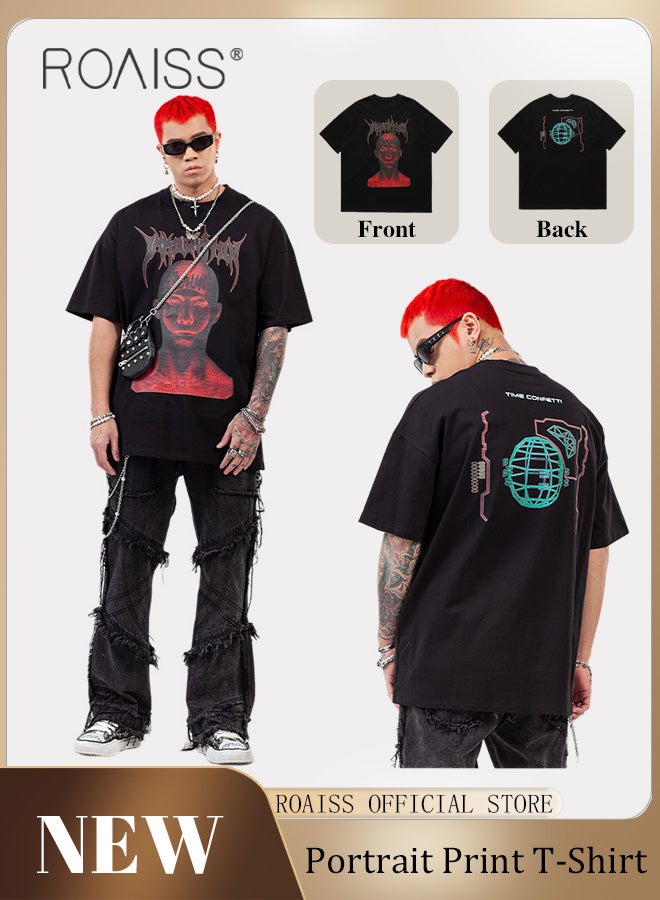 roaiss Graphic T-Shirt Streetwear Design Punk Men Print Tee - Image 3