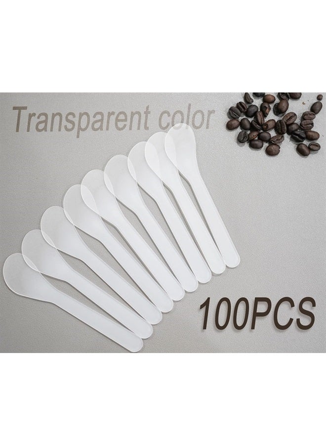 QsQueen 100 PCS of White Color Cosmetic Spatula for Makeup Face Mask Plastic Spoon Disposable Makeup Tools for Mixing and Sampling 4.88'' x 1.06”/Spatulas Skin Care Facial Cream Mask Spatula - Image 1