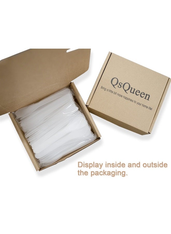 QsQueen 100 PCS of White Color Cosmetic Spatula for Makeup Face Mask Plastic Spoon Disposable Makeup Tools for Mixing and Sampling 4.88'' x 1.06”/Spatulas Skin Care Facial Cream Mask Spatula - Image 2