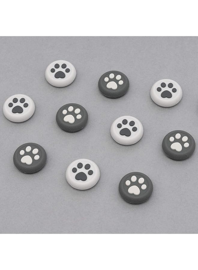 GeekShare مجموعة أغطية مقابض الإبهام لجهاز تحكم PS4 من Cat Paw متوافقة مع وحدة تحكم Switch Pro (رمادي) - Image 4