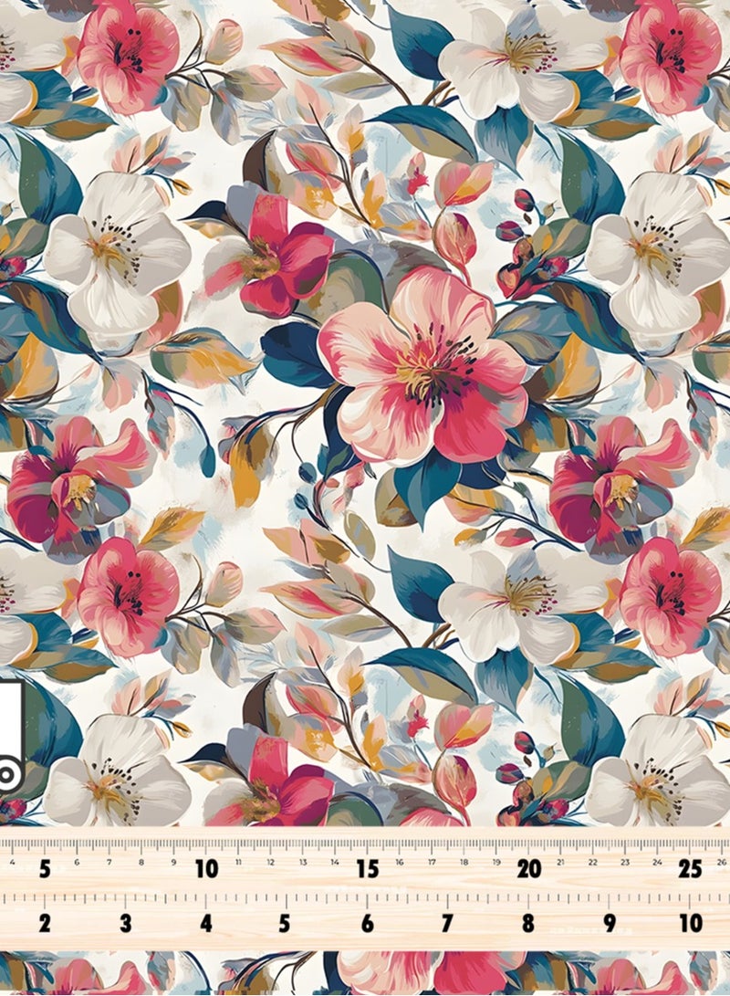 Vellato Al Lail Aramny Silk Fabric By The Yard Floral Pattern Red Blue White Jalabiya Makhweer Dressmaking 58 Inches Width - Image 4