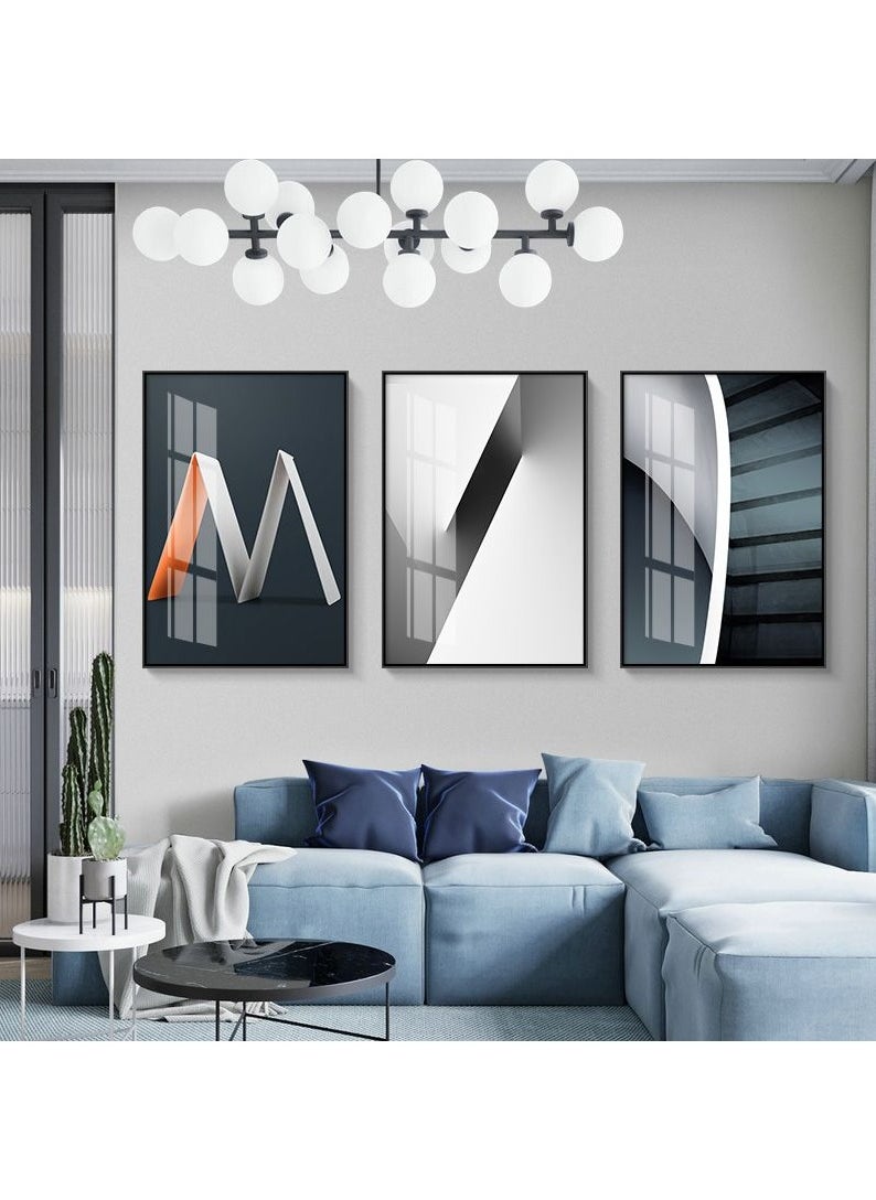 FASHION HOME 3PCS Wall Art Bright Style Minimalist Decor Modern Abstract Canvas Prints Poster Picture Framed Paintings Decorations  - Image 1