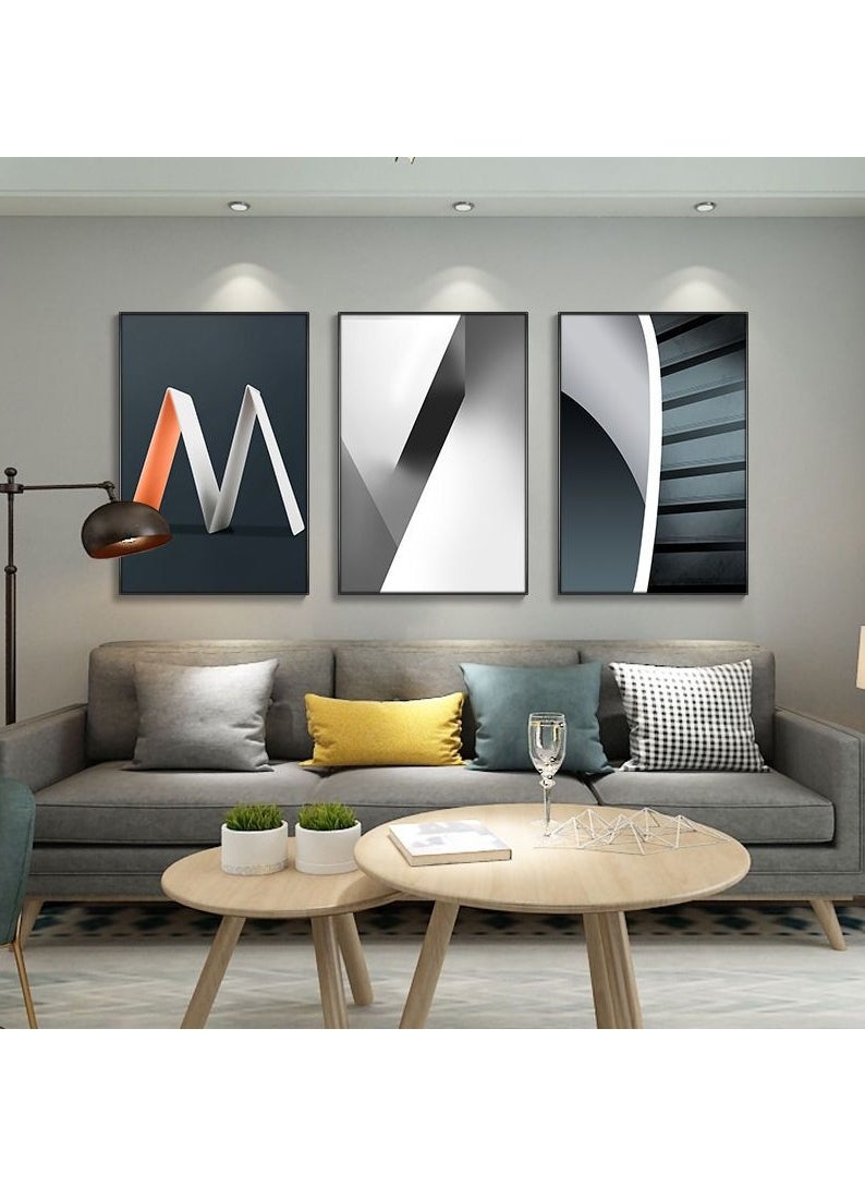 FASHION HOME 3PCS Wall Art Bright Style Minimalist Decor Modern Abstract Canvas Prints Poster Picture Framed Paintings Decorations  - Image 2