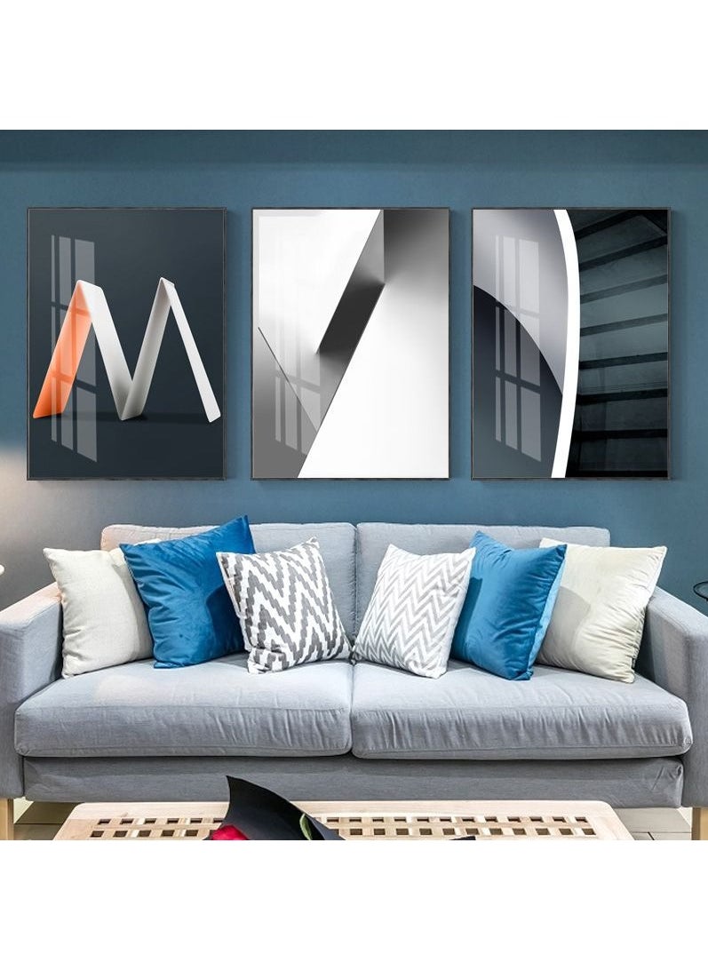 FASHION HOME 3PCS Wall Art Bright Style Minimalist Decor Modern Abstract Canvas Prints Poster Picture Framed Paintings Decorations  - Image 3