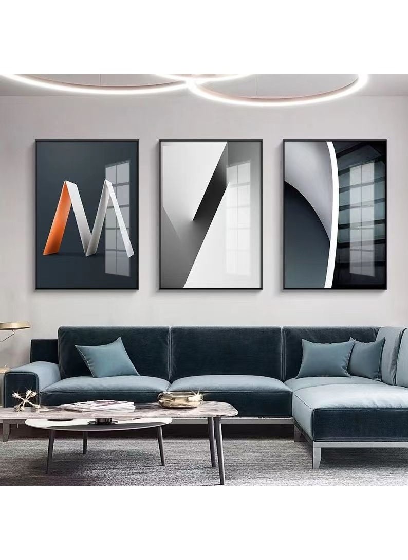 FASHION HOME 3PCS Wall Art Bright Style Minimalist Decor Modern Abstract Canvas Prints Poster Picture Framed Paintings Decorations  - Image 5