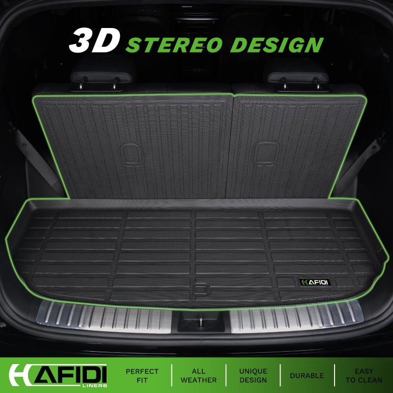 HAFIDI Floor Mats & Cargo Liner for Jeep Grand Cherokee L 2021-2025 (6-Passenger No Center Console) with Backrest Mat, All Weather TPE Heavy Duty Automotive Floor Liners Full Set Accessories Black - Image 3