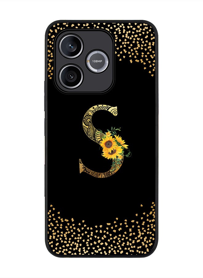 Stylizedd For Honor 600 Lite / 500 Smart / Honor X80i Case,Slim fit Camera Protection, Shockproof Thin Phone cover  - Custom Floral Monogram - S ( Black ) - Image 1