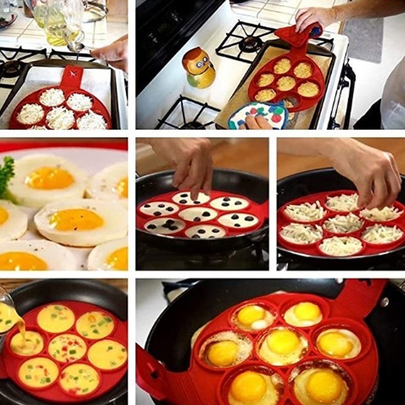 2Pcs 7 Holes Silicone NonStick Eggs Pancake Making Mold for DIY Kitchen Baking Cooking Accessories - Image 3