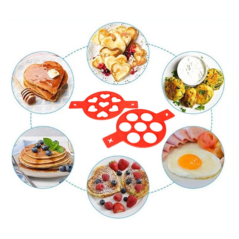 2Pcs 7 Holes Silicone NonStick Eggs Pancake Making Mold for DIY Kitchen Baking Cooking Accessories - Image 2