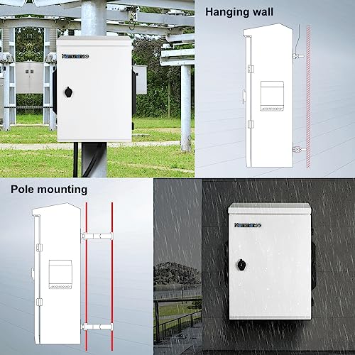 namunanee Outdoor Electrical Box, Cold-Rolled Steel Plate, Aluminum Alloy Back Beam, One-Piece Ventilation Design, IP65 Waterproof, Wall/Pole Mounted (15.7" x 11.8" x 5.9") - Image 3