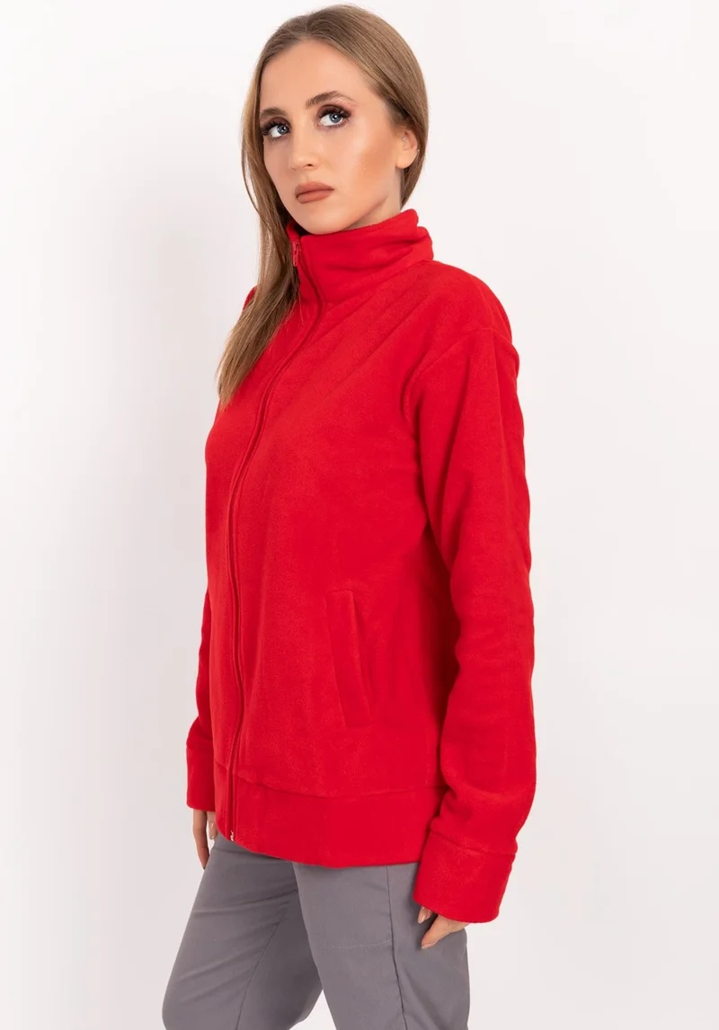 Nur Medikal Giyim Single Top Fleece Jacket Red