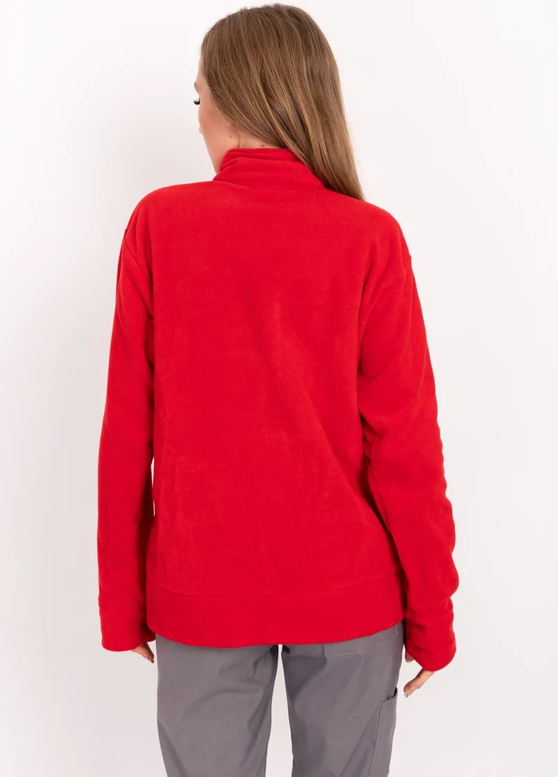 Nur Medikal Giyim Single Top Fleece Jacket Red