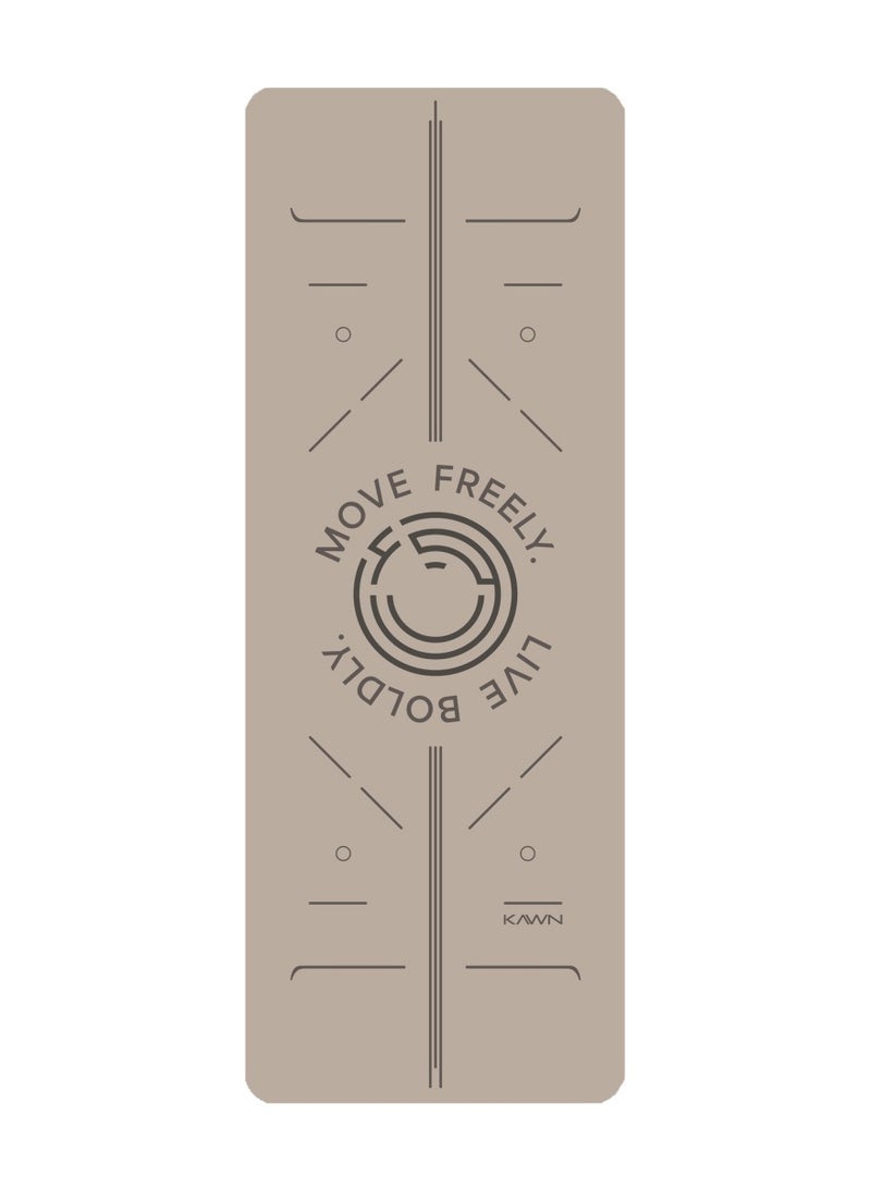 KAWN.YOGA Beige Mat. Non-Slip. Strap Included. High Performance Material Exercise Mat Ideal For Hiit, Plates, Yoga And Other Workouts - Image 1
