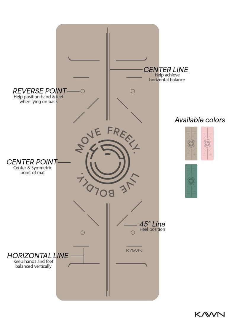 KAWN.YOGA Beige Mat. Non-Slip. Strap Included. High Performance Material Exercise Mat Ideal For Hiit, Plates, Yoga And Other Workouts - Image 2