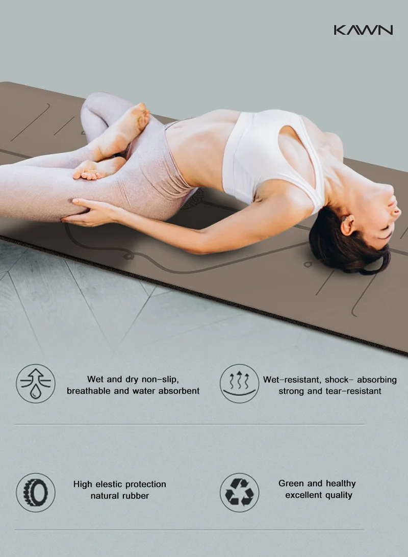 KAWN.YOGA Beige Mat. Non-Slip. Strap Included. High Performance Material Exercise Mat Ideal For Hiit, Plates, Yoga And Other Workouts