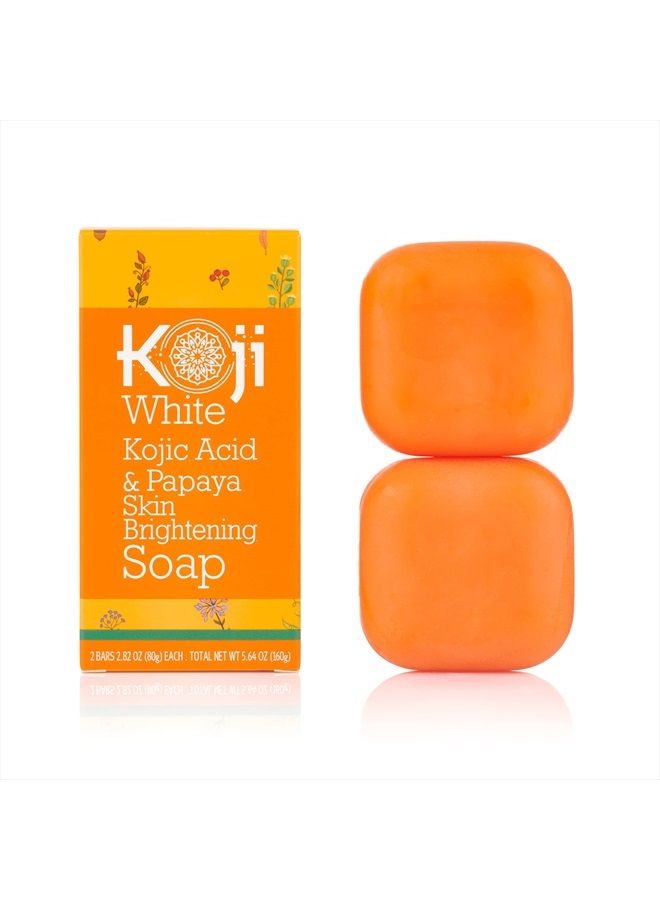 koji white صابون تفتيح البشرة بحمض الكوجيك والبابايا، بقع داكنة للوجه والجسم، ناعم، آثار حب الشباب، لون بشرة غير متساوي مع حمض الهيالورونيك، مضاد للحساسية ولم يتم اختباره على الحيوانات، 2.82 أونصة (2 بار) - Image 1