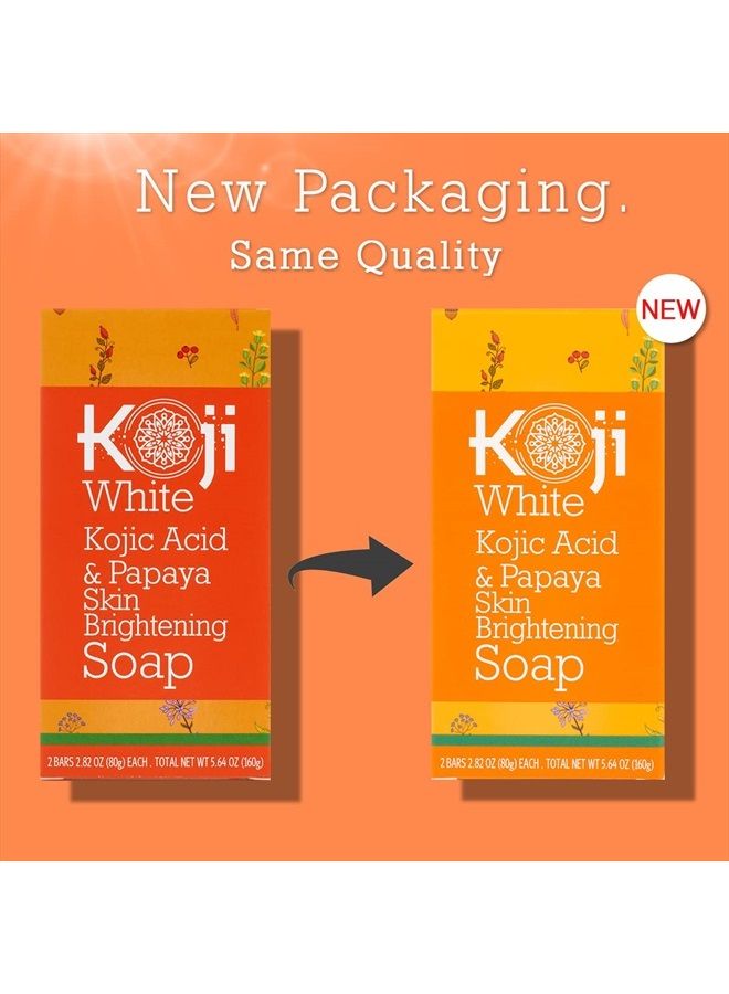 koji white صابون تفتيح البشرة بحمض الكوجيك والبابايا، بقع داكنة للوجه والجسم، ناعم، آثار حب الشباب، لون بشرة غير متساوي مع حمض الهيالورونيك، مضاد للحساسية ولم يتم اختباره على الحيوانات، 2.82 أونصة (2 بار) - Image 2