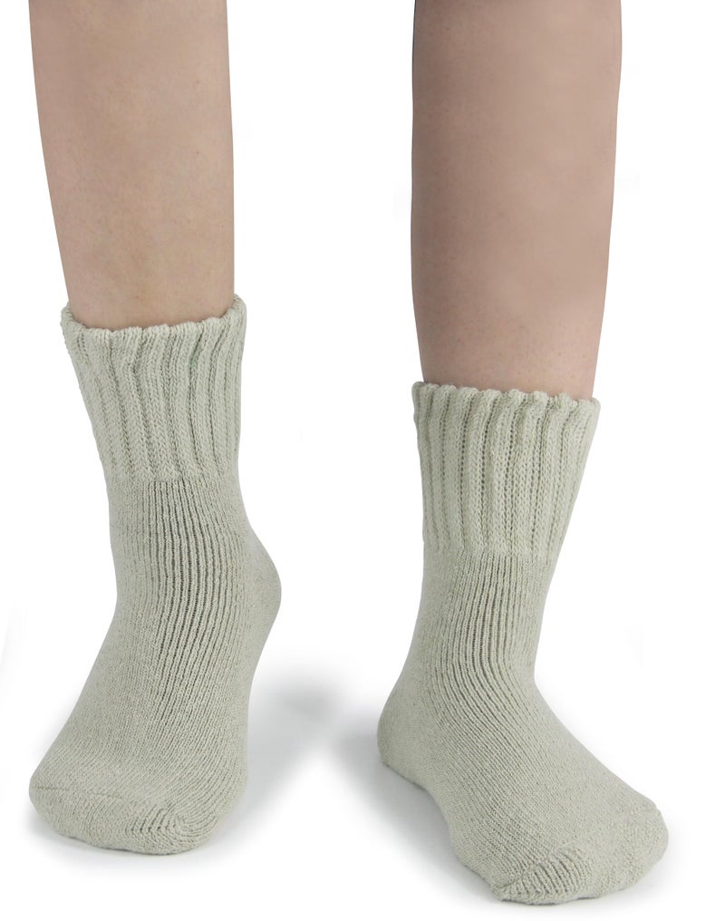 BenSorts Women Warm Solid Socks Winter Thick Warm Cozy Crew Socks for Female Beige Yellow Green Light Pink Purple 5 Pairs Pack - Image 2