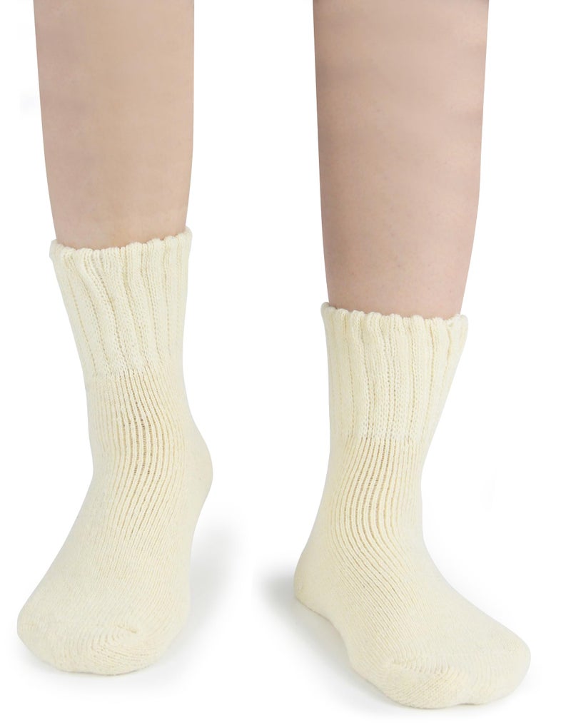 BenSorts Women Warm Solid Socks Winter Thick Warm Cozy Crew Socks for Female Beige Yellow Green Light Pink Purple 5 Pairs Pack - Image 4