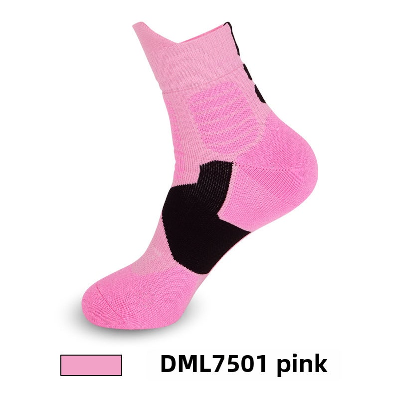 Generic Summer Pro Basketball Socks Mens Mid-Calf Sport Pink