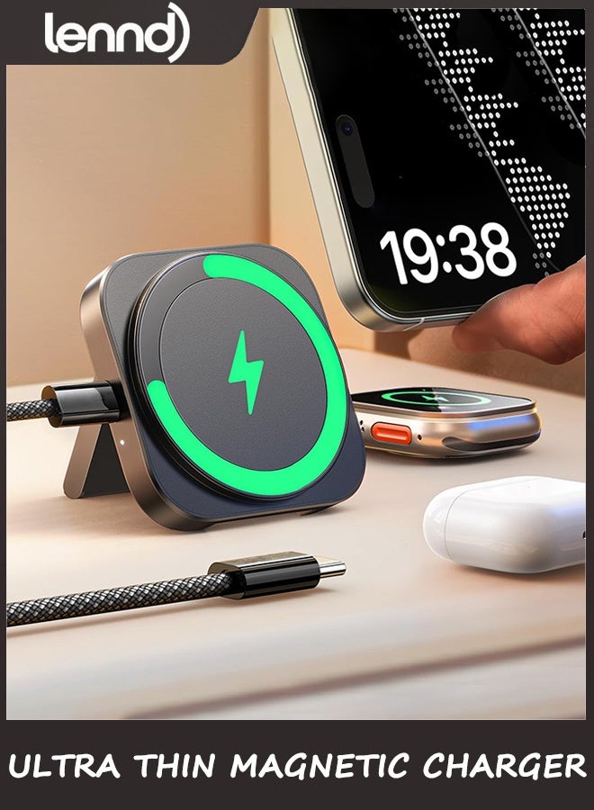 LENND MagSafe Charging Stand for iPhone, Magnetic Charging for Apple Watch Airpods, Easy Travel Wireless iPhone Charger, MagSafe Magnetic Accessories for Apple Watch 16 Pro Max and Airpods - Image 1