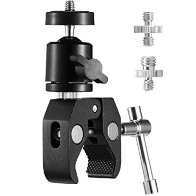 SHOPEE Camera Super Clamp and Ball Head Hot Shoe Mount 1/4" Male & 3/8" Male Threaded Screw Adapter Compatible with Camera Cage/Shoulder Rig/Tripod/Socket Studio/LED Panel - Image 1