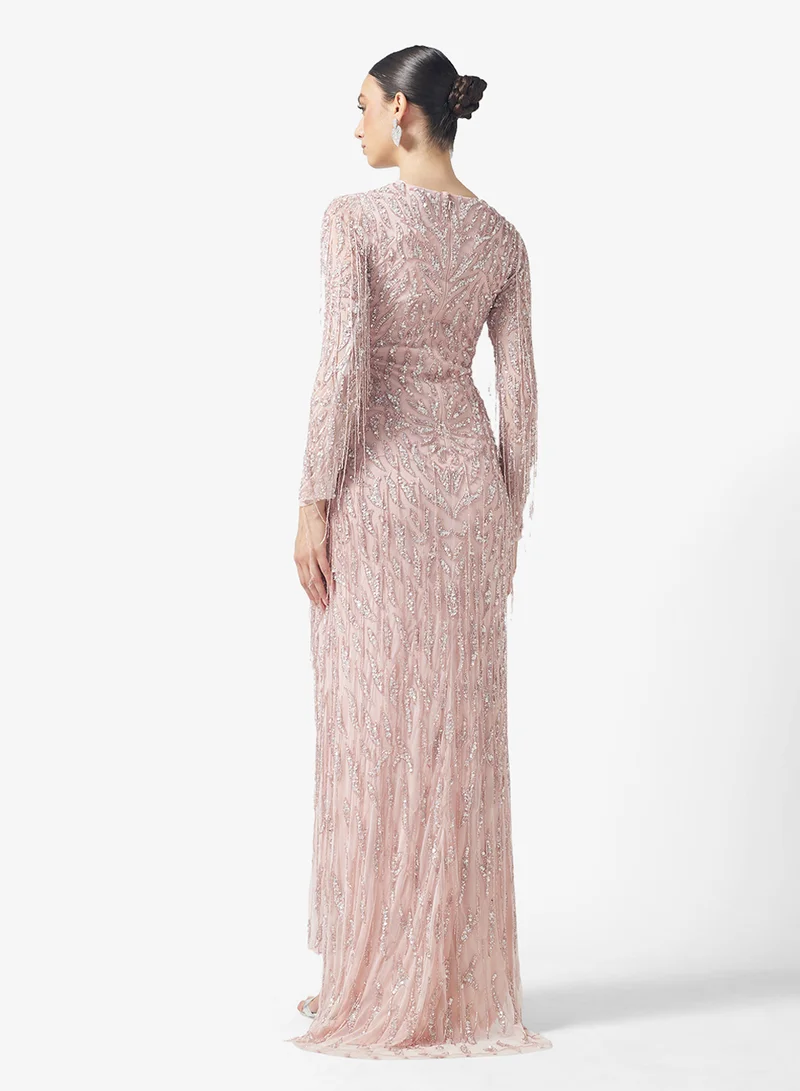 Amelia Rose V-Neck Sequin Maxi Dress