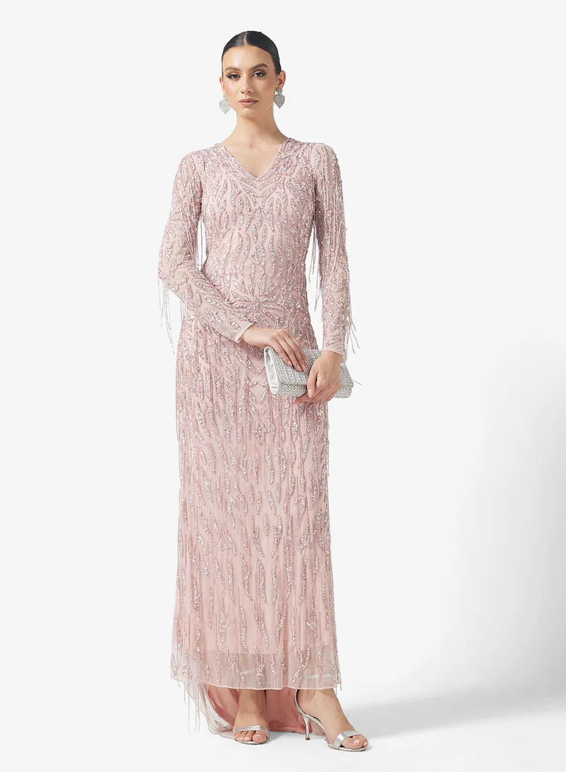 Amelia Rose V-Neck Sequin Maxi Dress