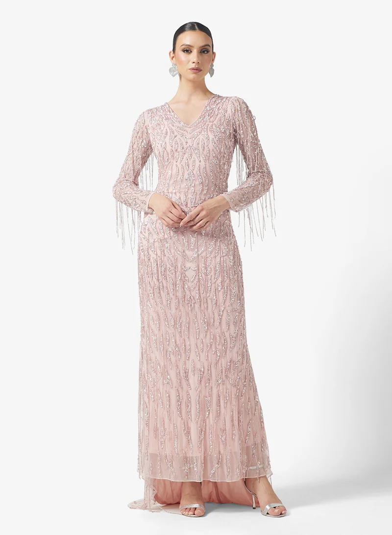 Amelia Rose V-Neck Sequin Maxi Dress