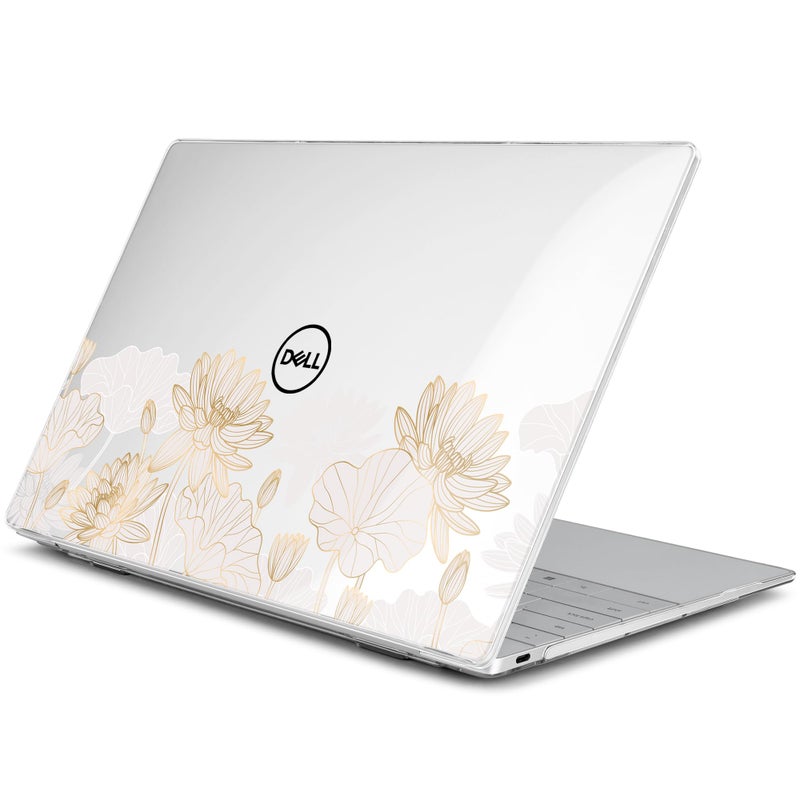 Batianda Case for 2024 Dell XPS 13 Laptop Copilot+ PC 13.4" Display Model Number 9345/9350, Lovely Ultra-Slim Lightweight Scratch-Resistant Hard Shell with Professional Protection, Gold Lotus - Image 1