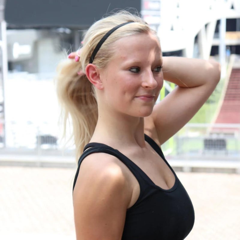 Sweaty Bands Womens Girls Headband - Non-Slip Velvet-Lined Exercise Hairband - Rock Solid Black 3/8-Inch - Image 5