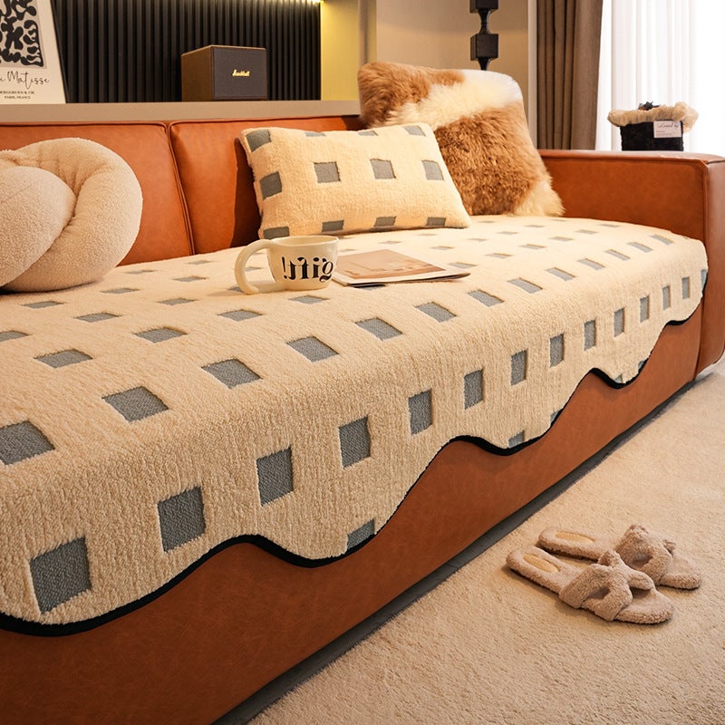 New One-Piece Sofa Cushion, Non-Slip, High-End, Irregular Pattern, Comfortable Cotton Velvet Chenille Sofa Cushion, Scratch-Resistant, Christmas - Image 1