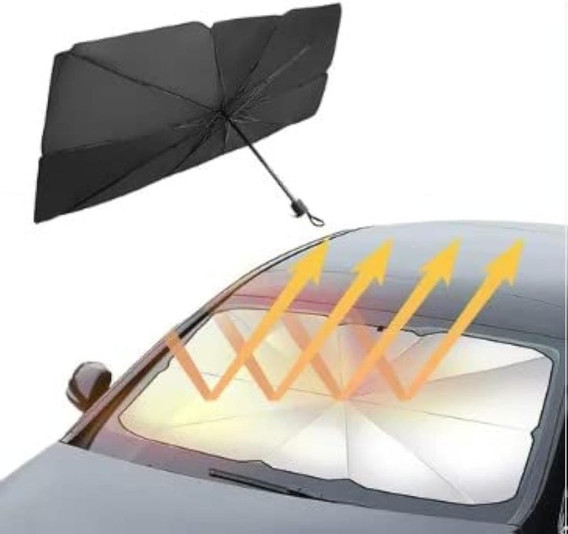 sulfar Konfulon Sedan SUV Car Windshield Sun Shade,Foldable Automotive Windshield Shade,Sunshades Car Umbrella for Windshield Easy to Store and Use Fits Windshields of Various Sizes - Image 1