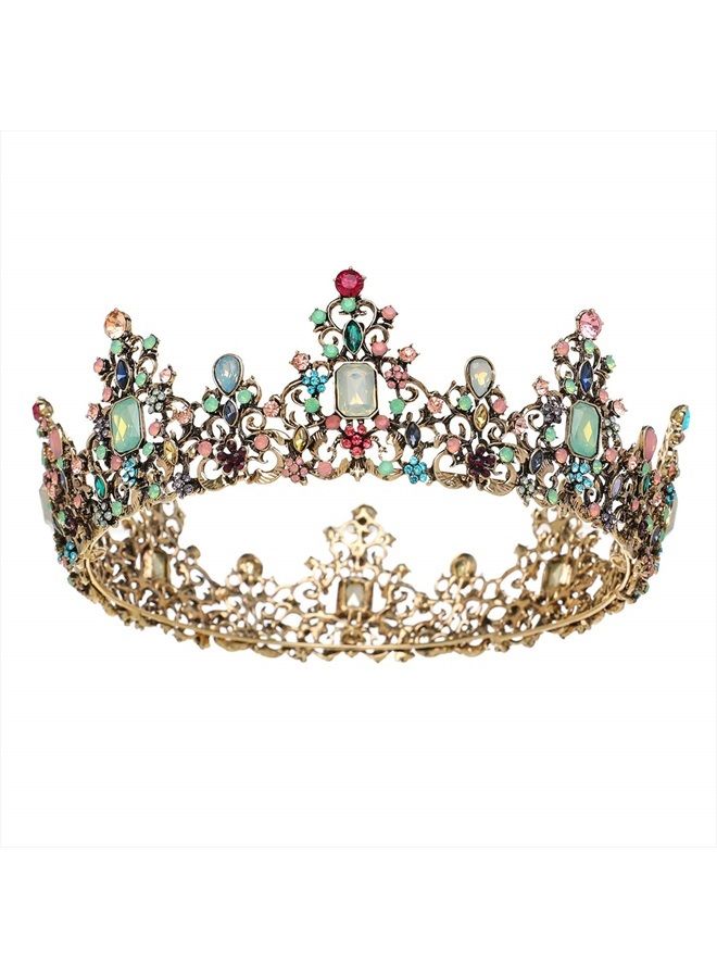 SWEETV Jeweled Baroque Queen Crown - Rhinestone Wedding Crowns and Tiaras for Women, Costume Party Hair Accessories with Gemstones,Victoria - Image 1