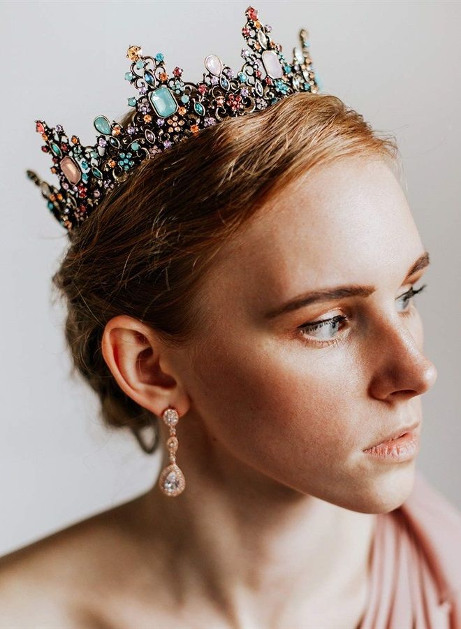 SWEETV Jeweled Baroque Queen Crown - Rhinestone Wedding Crowns and Tiaras for Women, Costume Party Hair Accessories with Gemstones,Victoria - Image 3