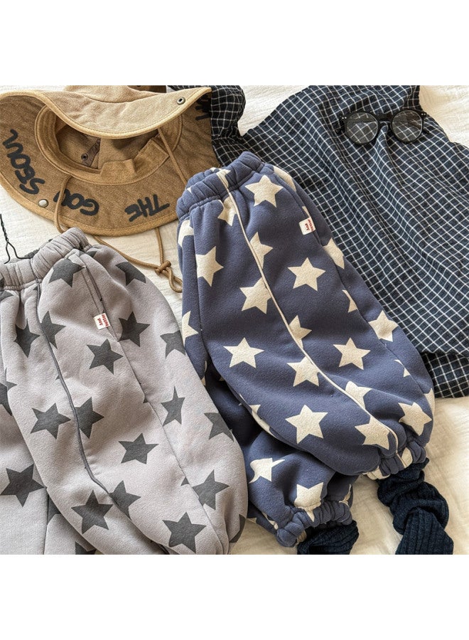 Sweetheart Kids' Clothing Autumn Winter Korean Style Fleece Jogger Pants Girls' Autumn Wear Boys' Winter Pants - Image 2