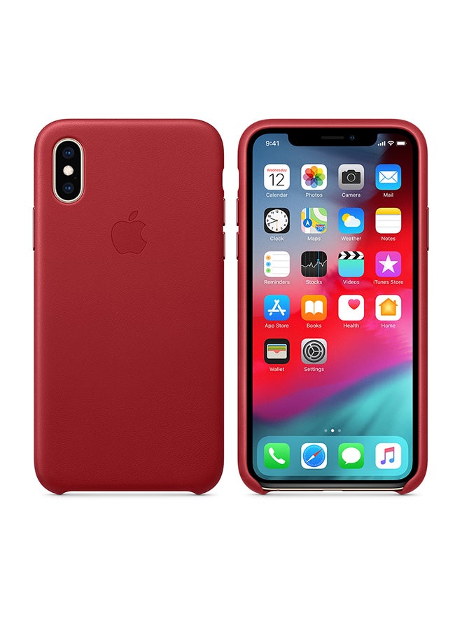 Apple Leather Protective Case Cover For Apple iPhone XS Red - Image 2