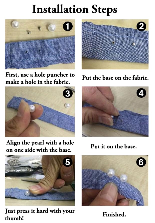 AKOAK 100 Set Pearl Rivet,Half Hole Faux Pearls Rivets Studs Buttons for Hat/Shoe/Clothes/Bag/Skirt/Bridal Veil DIY Accessories (8.0mm) - Image 2