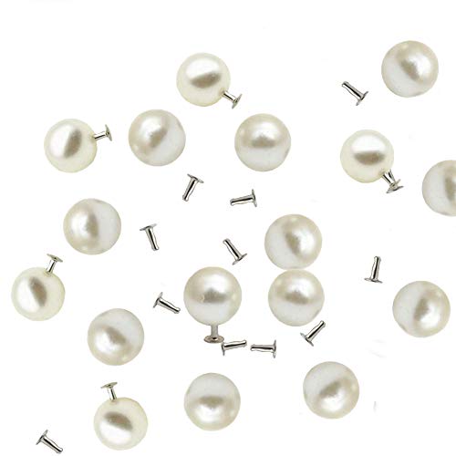 AKOAK 100 Set Pearl Rivet,Half Hole Faux Pearls Rivets Studs Buttons for Hat/Shoe/Clothes/Bag/Skirt/Bridal Veil DIY Accessories (8.0mm) - Image 1