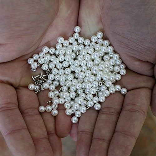 AKOAK 100 Set Pearl Rivet,Half Hole Faux Pearls Rivets Studs Buttons for Hat/Shoe/Clothes/Bag/Skirt/Bridal Veil DIY Accessories (8.0mm) - Image 3