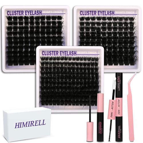 Himirell Lashes Clusters Kit Gift Packs 3 Styles 350Pcs with Bond&Seal Glue Remove Volume Soft False Eyelash Extension 150D+200D+300D D Curl Wispy DIY Individual Fake Eyelashes Box for Beginners Bulk Pack - Image 1