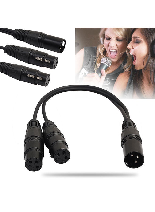 NIBEMINENT XLR 3 Pin Male To 2 Female Connector Microphone Extension Cable Cord B Black  - Image 2