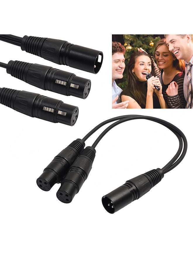 NIBEMINENT XLR 3 Pin Male To 2 Female Connector Microphone Extension Cable Cord B Black  - Image 3