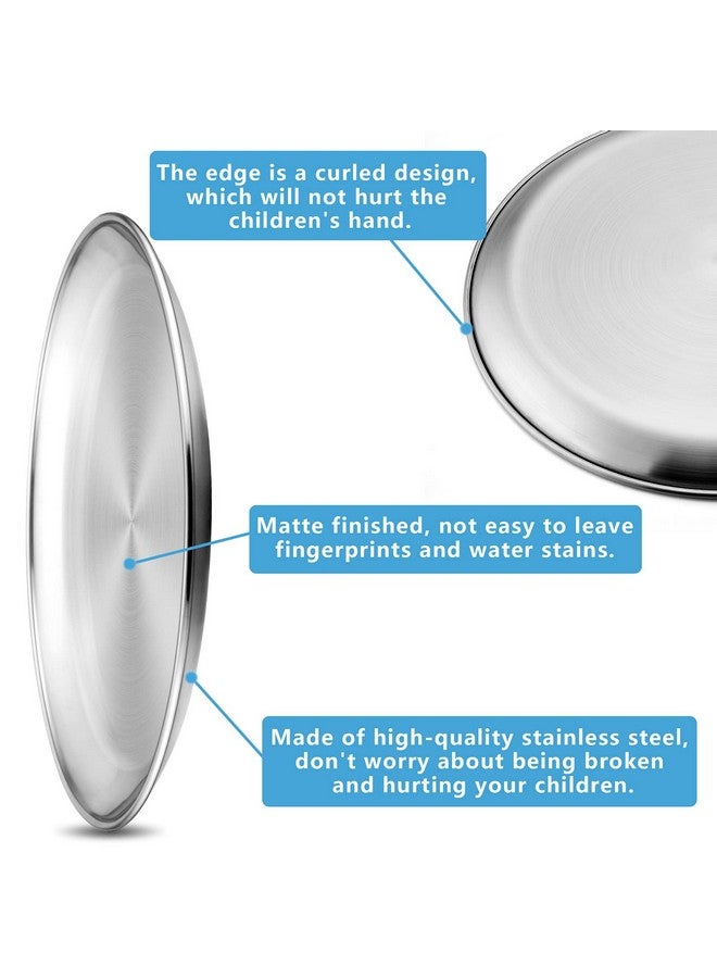 HaWare HaWare 6-Piece 18/8 Stainless Steel Plates, Metal 304 Dinner Dishes for Kids Toddlers Children, 10 Inches Feeding Serving Camping Plates, Reusable and Dishwasher Safe - Image 3