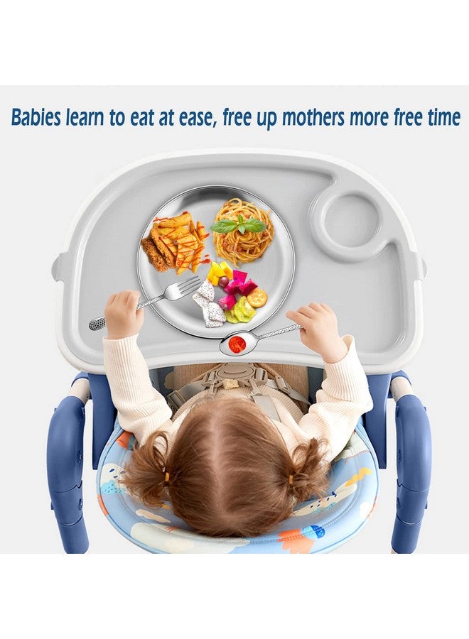 HaWare HaWare 6-Piece 18/8 Stainless Steel Plates, Metal 304 Dinner Dishes for Kids Toddlers Children, 10 Inches Feeding Serving Camping Plates, Reusable and Dishwasher Safe - Image 4