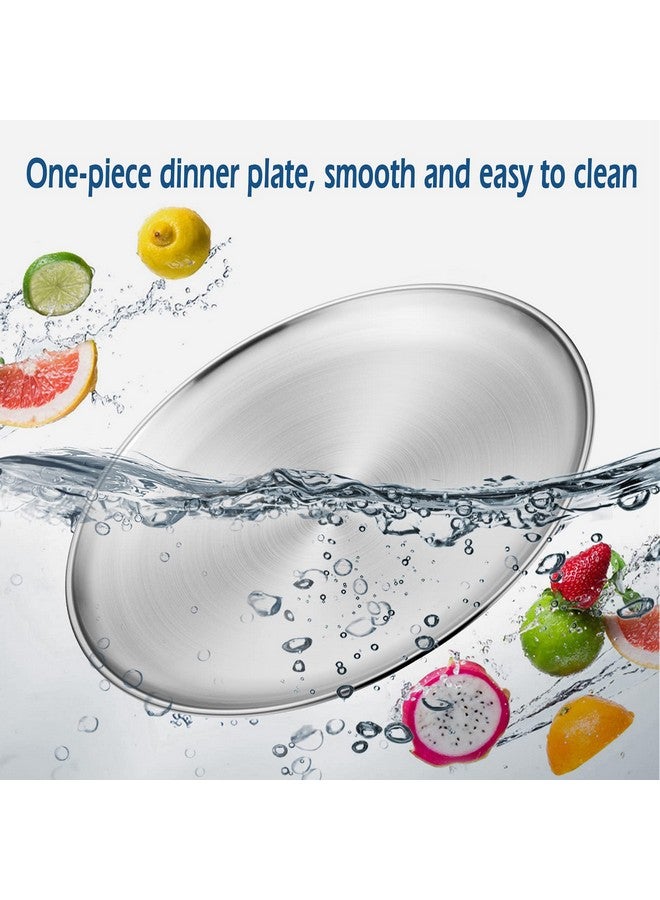 HaWare HaWare 6-Piece 18/8 Stainless Steel Plates, Metal 304 Dinner Dishes for Kids Toddlers Children, 10 Inches Feeding Serving Camping Plates, Reusable and Dishwasher Safe - Image 5