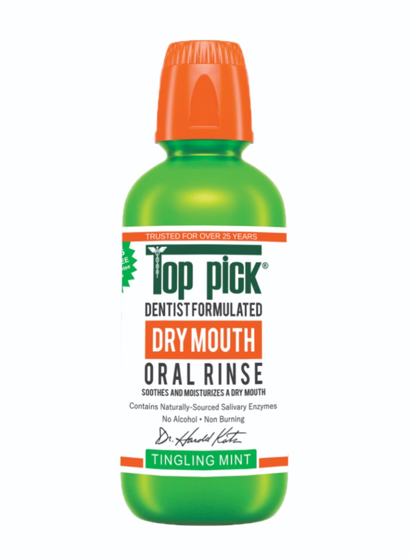 Top Pick Dentist Formulated Dry Mouth Oral Rinse Tingling Mint, Single Pack for Instant Freshness