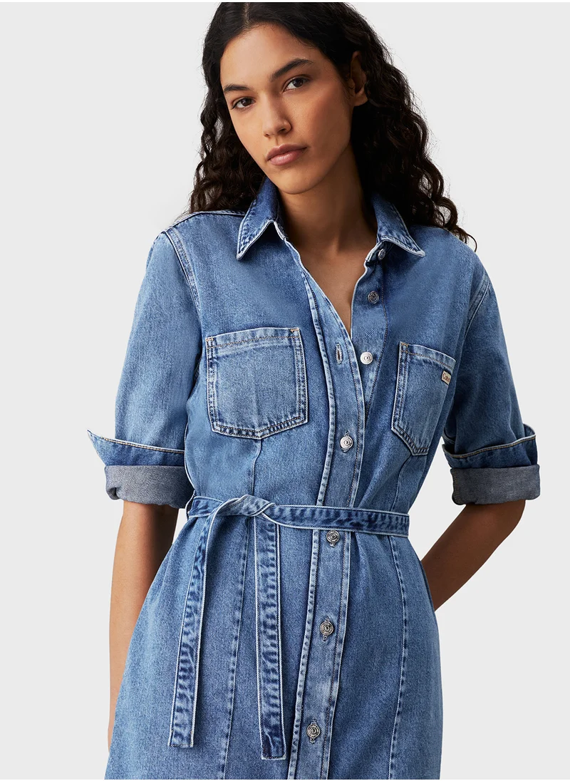 كالفن كلاين جينز BELTED SHIRT DRESS