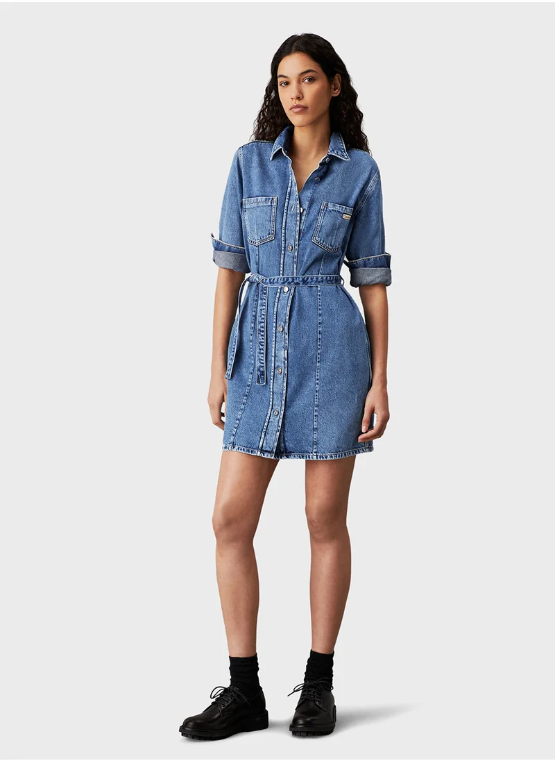 كالفن كلاين جينز BELTED SHIRT DRESS