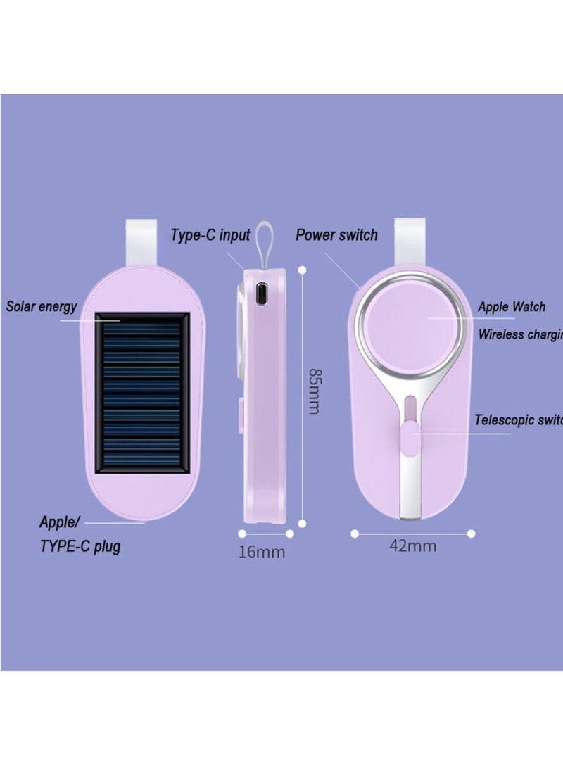 general Bank Keychain  3000mAh Large Capacity Mini 2 in 1 Travel Power Bank Wireless Magnetic Charger for Android Watch Mobile Phone Lavender Purple - Image 2